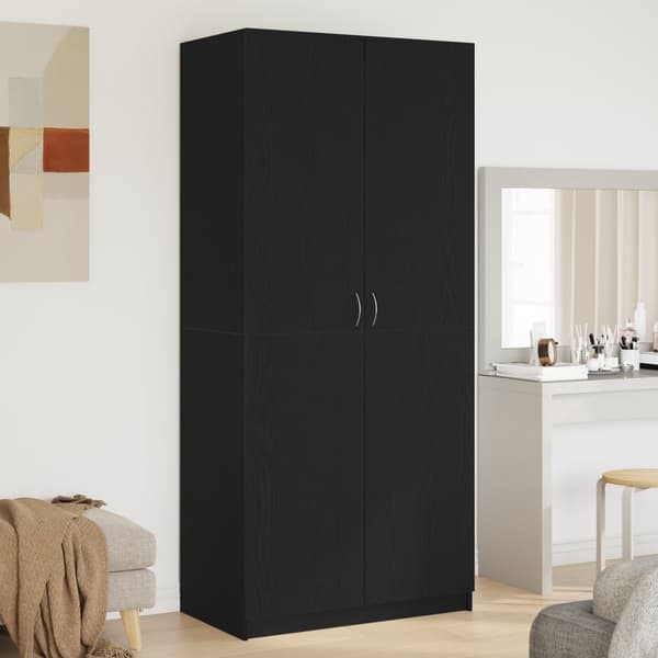 Garderobskåp svart ek 90x52x200 cm konstruerat trä