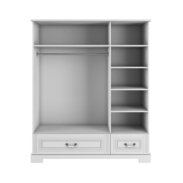 Tredörrars garderob för barnrum – vit MDF, mjukstängning, 146,5x52,5x174,5 cm, Ines elegant