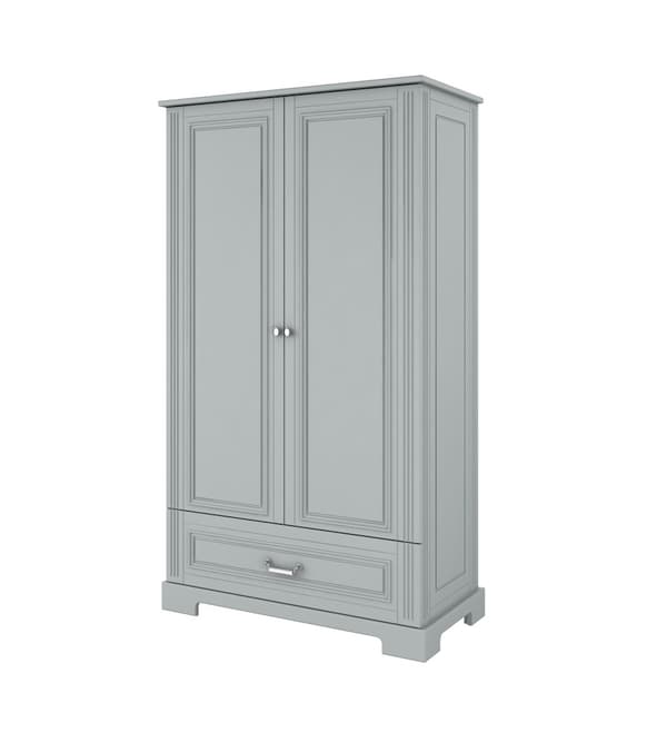 Garderob 2 Dörrar Ines 180x102 cm – Vit/Grå – Barnvänlig med Blum Stängningssystem och Justerbara