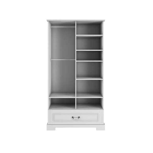 Garderob 2 Dörrar Ines 193x102 cm – Vit/Grå – Barnvänlig med Blum Stängningssystem och Justerbara