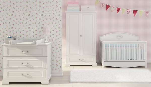 Garderob 2 Dörrar Ines 180x102 cm – Vit/Grå – Barnvänlig med Blum Stängningssystem och Justerbara