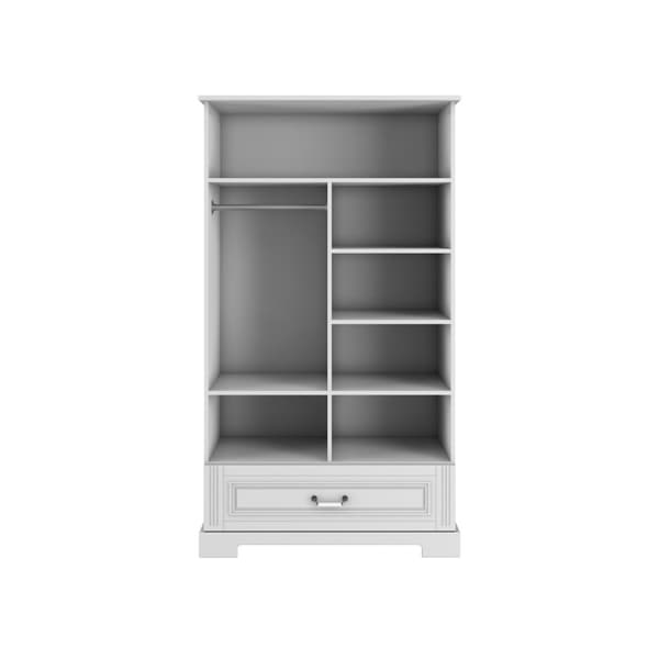 Garderob 2 Dörrar Ines 180x102 cm – Vit/Grå – Barnvänlig med Blum Stängningssystem och Justerbara