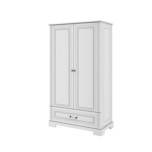 Garderob 2 Dörrar Ines 180x102 cm – Vit/Grå – Barnvänlig med Blum Stängningssystem och Justerbara