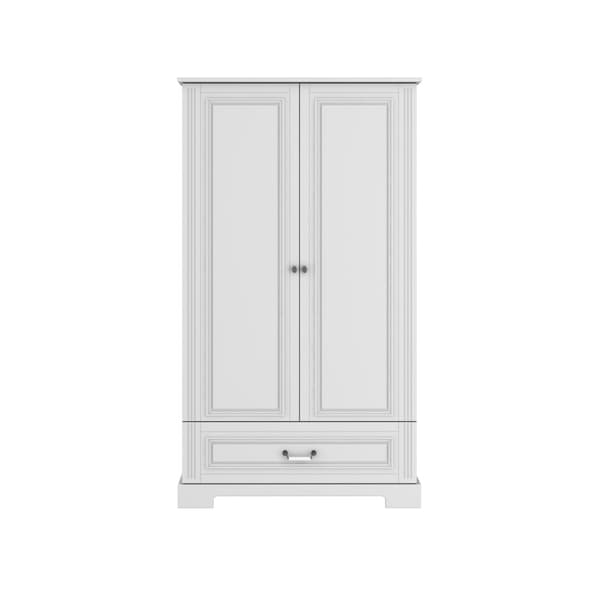 Garderob 2 Dörrar Ines 180x102 cm – Vit/Grå – Barnvänlig med Blum Stängningssystem och Justerbara