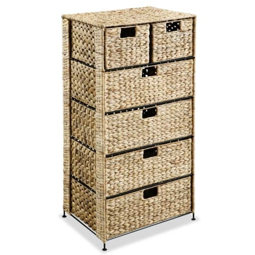 Förvaringsmöbel med 6 korgar 47x37x100 cm vattenhyacint