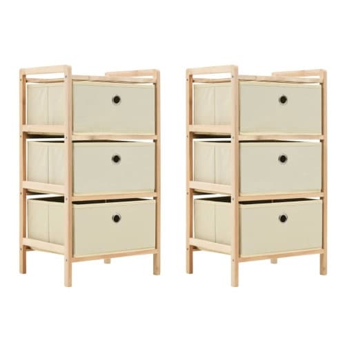 Förvaringshyllor 2 st med 3 tygkorgar cederträ beige