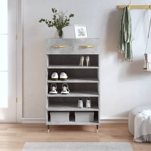 Skohylla betonggrå 60x35x105 cm konstruerat trä