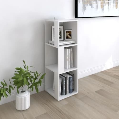 Hörnhylla vit 33x33x100 cm konstruerat trä