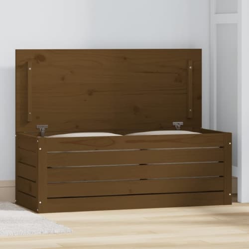 Förvaringslåda honungsbrun 89x36,5x33 cm massiv furu