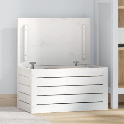 Förvaringslåda vit 59,5x36,5x33 cm massiv furu