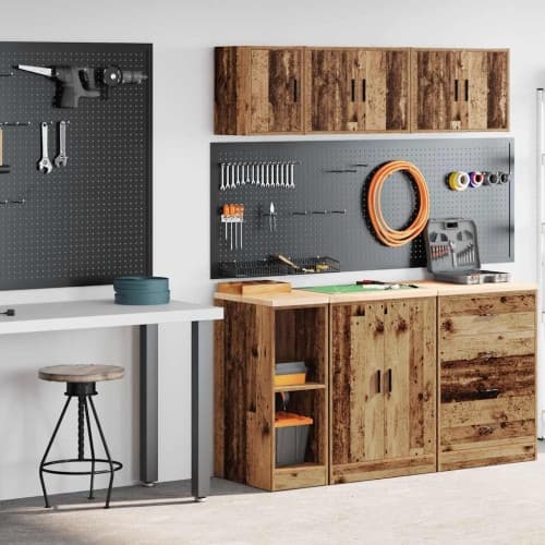 Garageskåp 2 delar gammalt trä konstruerat trä