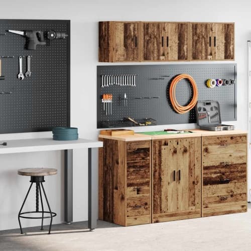 Garageskåp 2 delar gammalt trä konstruerat trä