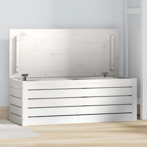Förvaringslåda vit 89x36,5x33 cm massiv furu