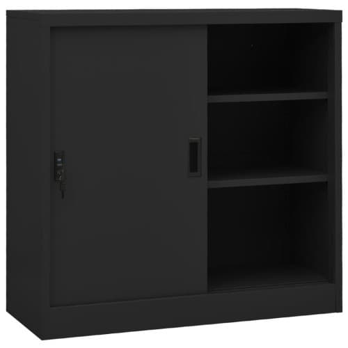 Dokumentskåp med skjutdörr antracit 90x40x90 cm stål