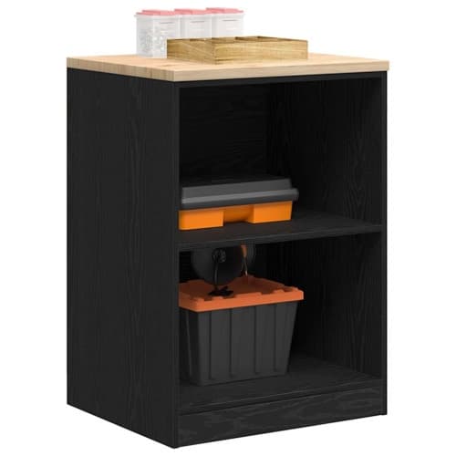 Garageskåp svart 60x51x85 cm massiv trä furu