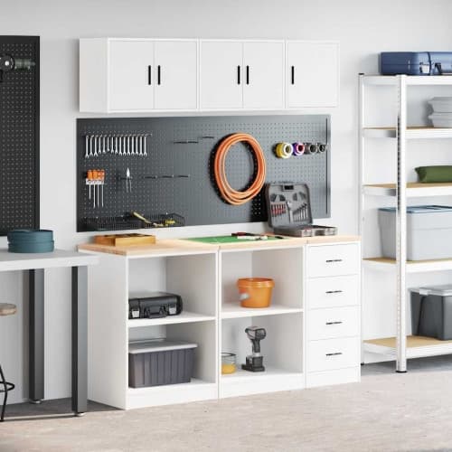 Garageskåp 6 delar vitt konstruerat trä