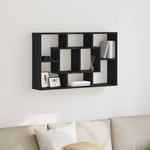 Vägghylla - Svart Ek, 85 x 16 x 52.5 cm, Tillverkad av konstruerat trä