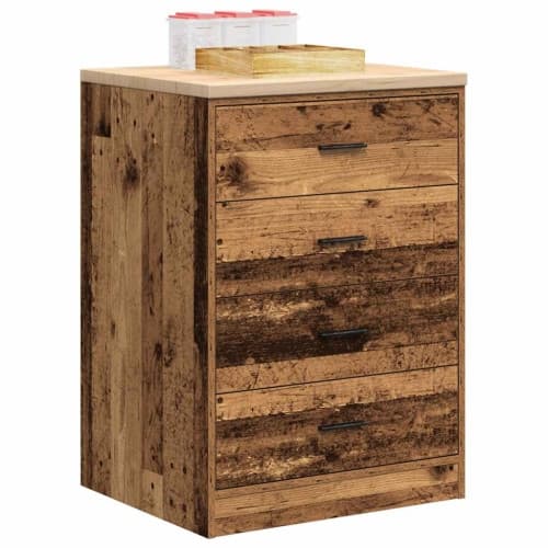 Garageskåp gammalt trä 60x51x85 cm massivt trä furu