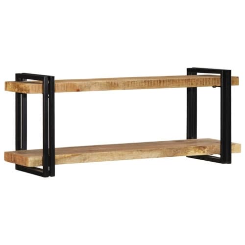 Vägghylla 110x33x45 cm massiv mango i grovt trä