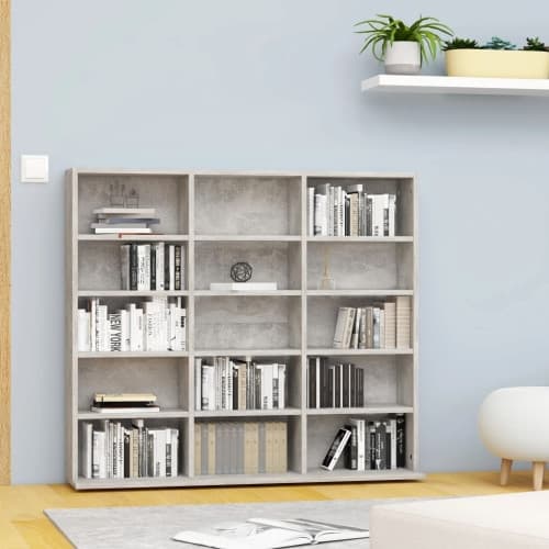 CD-hylla grå 100x23x89,5 cm konstruerat trä