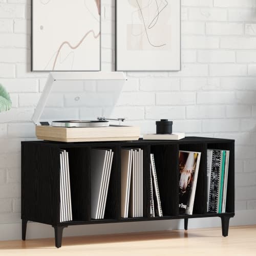 Svart ek Skåp för skivor - 100x38x48 cm av konstruerat trä