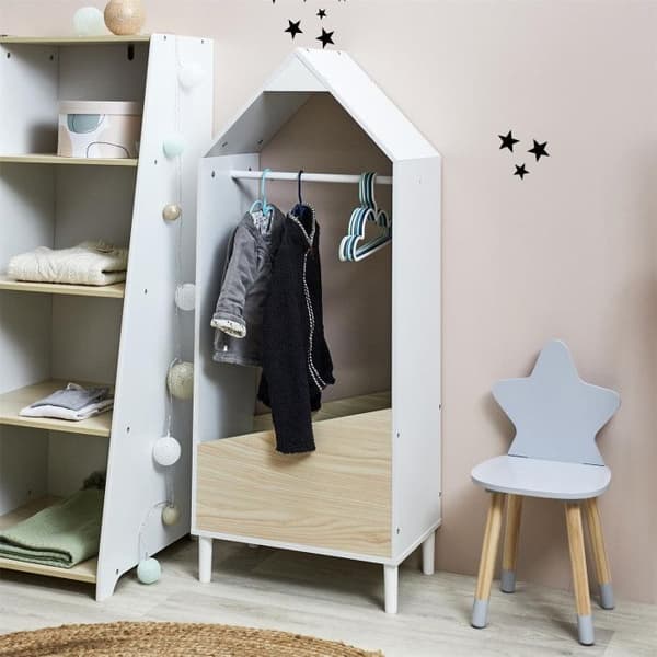 Barnklädesgarderob "maya" 116cm Vit & Beige - Paris Prix