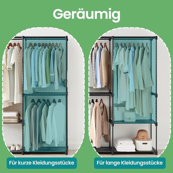 Åben garderobe, tøjstativ, tøjstang