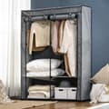 Miniatyrbillede 1 af 5: Lysegrå minimalistisk garderobe, stofskab med tøjstang og 4 rum, foldbar med lynlås, ikke-vævet