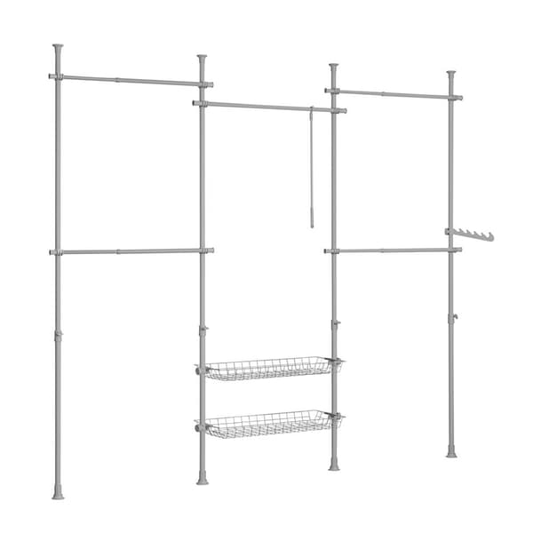 Vaatekaappijärjestelmä, KLS04-HG, Leveys: 75-126+101+75-126 cm, Korkeus: 108-285 cm, Harmaa