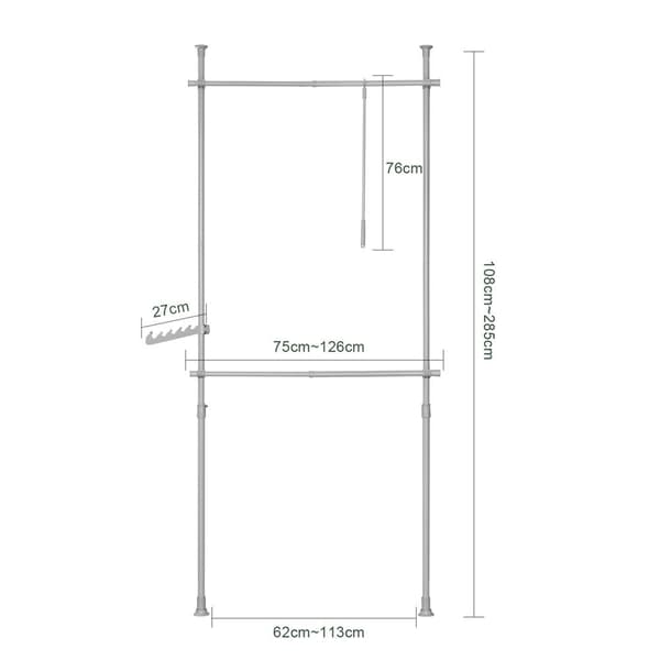 Garderobesystem, FRG109-HG, 75-122x200-270 cm, Grå