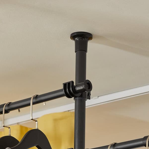 Garderobesystem, KLS03-SCH, Højde: 200-270 cm, Total længde: 75-122 cm + 62-110 cm, Sort