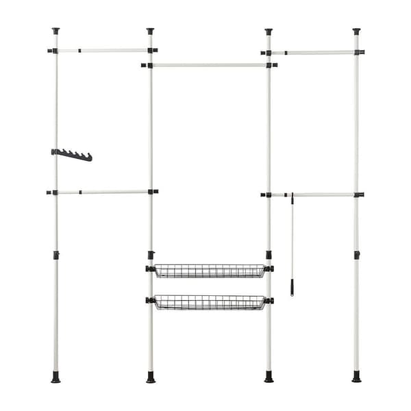 Vaatekaappijärjestelmä, KLS04, Leveys: 75-122+102+75-122 cm, Korkeus: 200-270 cm, Metalli, Ruskea