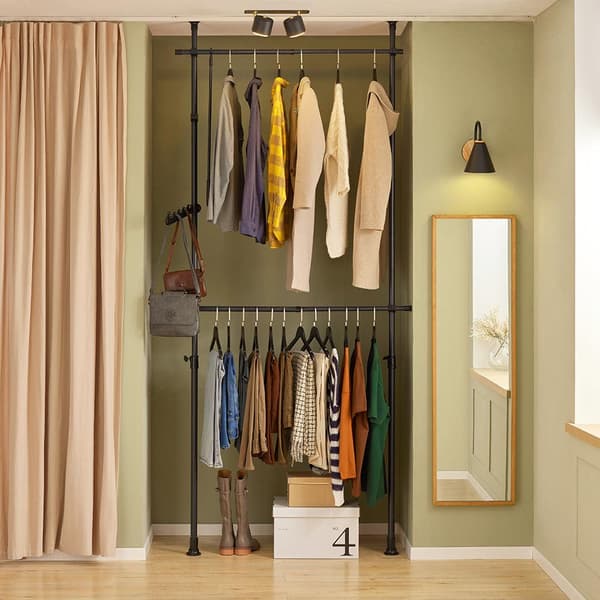 Vaatekaappijärjestelmä, FRG109-SCH, 75-122x200-270 cm, Musta