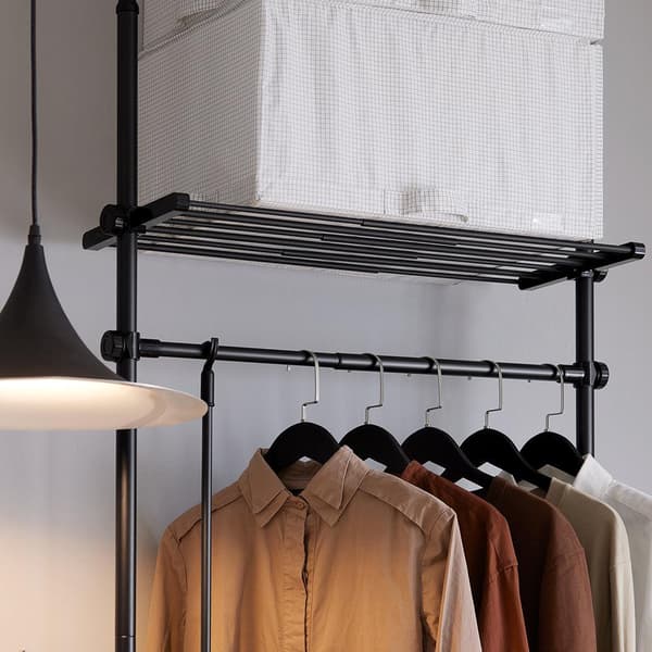 Garderobsystem, KLS07-SCH, Höjd: 233-295 cm, Total längd: 52-80 cm, Svart