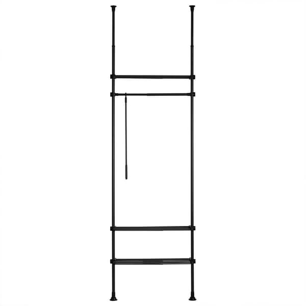 Garderobsystem, KLS07-SCH, Höjd: 233-295 cm, Total längd: 52-80 cm, Svart