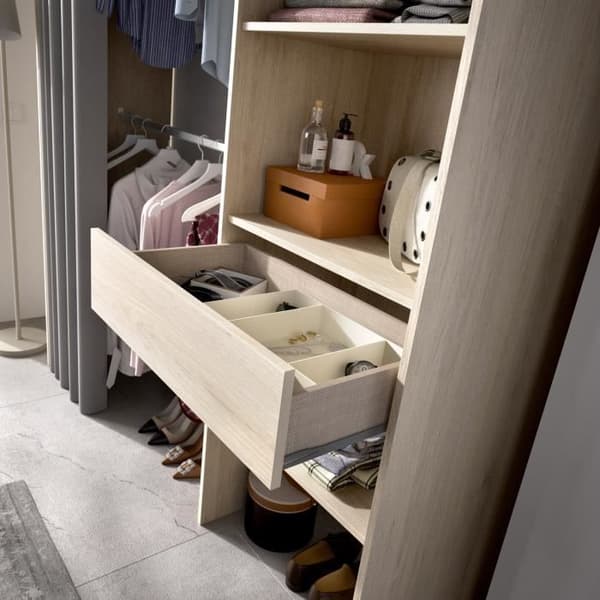 Utdragbart omklädningsrum med gardin + 1 låda - DRÄKT - Naturlig ekdekor - Samtida - Design