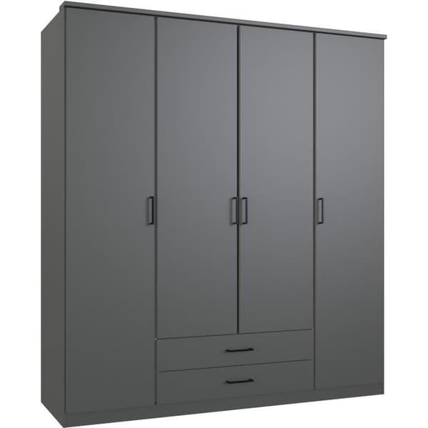 Skåp - Dekor Grafit - 4 dörrar - 2 lådor - L180 x P58 x H199 cm - ARTA