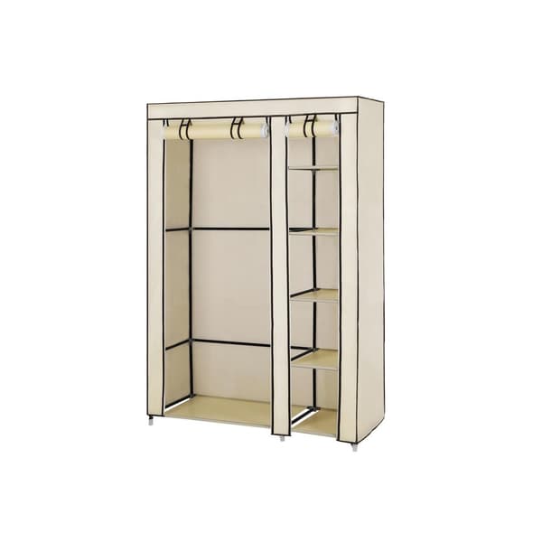 Stofgarderobe med rulledøre i beige