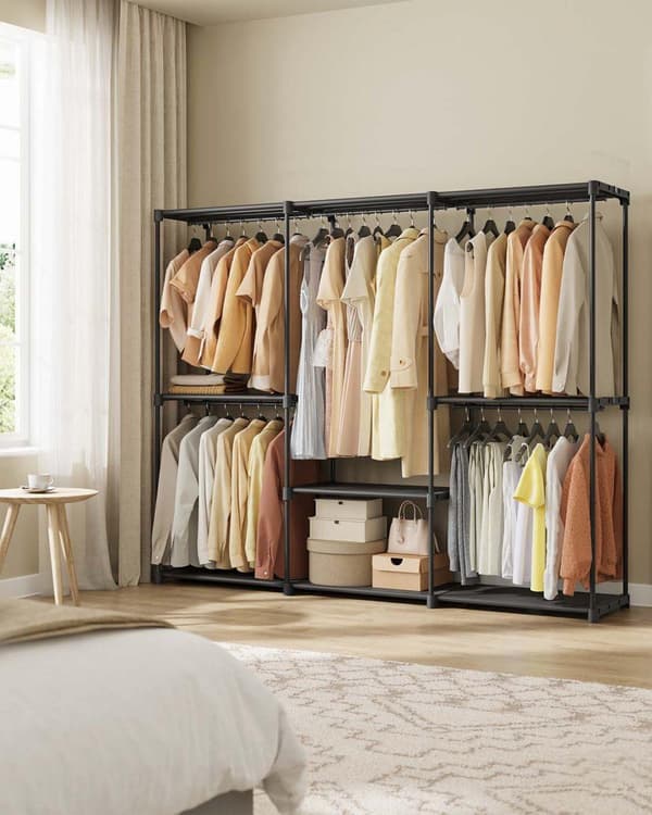 Fritstående Garderobeskab, SONGMICS RYG24BK, 112x43x165 cm, Sort