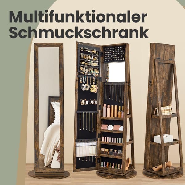 Smyckesskåp, SONGMICS JJC062K01, 55x55x161 cm, Brun