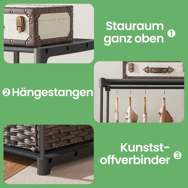 Avoin vaatekaappi, SONGMICS RYG025B02, 43x138x182 cm, Musta