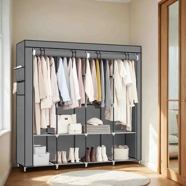 Stofgarderobe, 45x170x167 cm, Grå