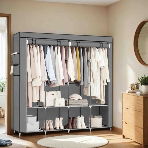 Stofgarderobe, 45x170x167 cm, Grå