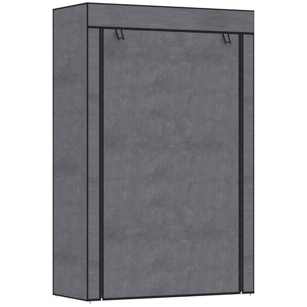 Rootz Fabric Cabinet - Lagringslösning - Arrangör - Dammskydd - 103x43x162.5cm - 6 hyllor och klädskena - Grå