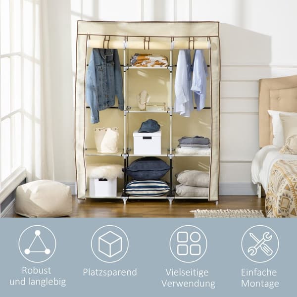 Rootz Fabric Cabinet Storage Solution - Garderobskåp - Klädarrangör - Dammskydd - 125 cm x 43 cm x 162,5 cm