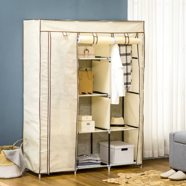 Rootz Fabric Cabinet Storage Solution - Garderobskåp - Klädarrangör - Dammskydd - 125 cm x 43 cm x 162,5 cm