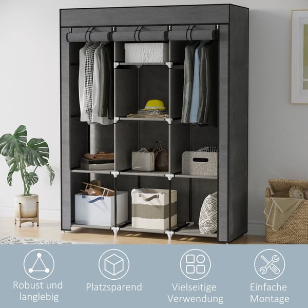 Rootz Fabric Garderobe Skab - Opbevaringsløsning - Arrangør - Støvbeskyttelse - 125 cm x 43 cm x 162,5 cm