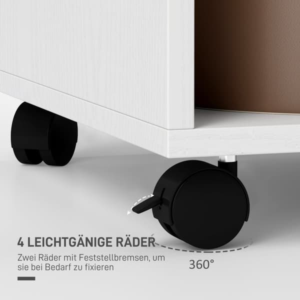 Rootz Mobile Garderobe - Tøjopbevaringsarrangør - Hvid skab - Nem mobilitet - 60 cm x 40 cm x 127 cm