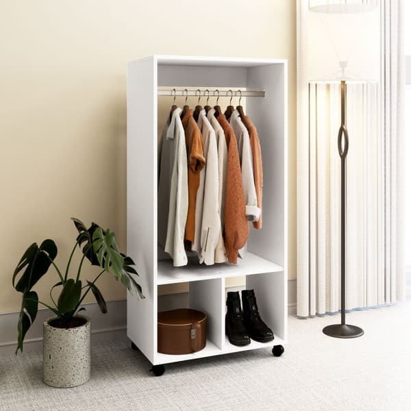 Rootz Mobile Garderobe - Tøjopbevaringsarrangør - Hvid skab - Nem mobilitet - 60 cm x 40 cm x 127 cm