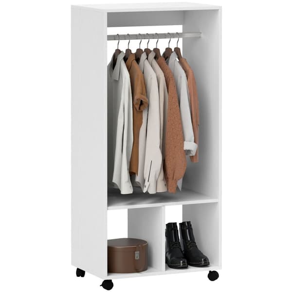 Rootz Mobile Garderobe - Tøjopbevaringsarrangør - Hvid skab - Nem mobilitet - 60 cm x 40 cm x 127 cm
